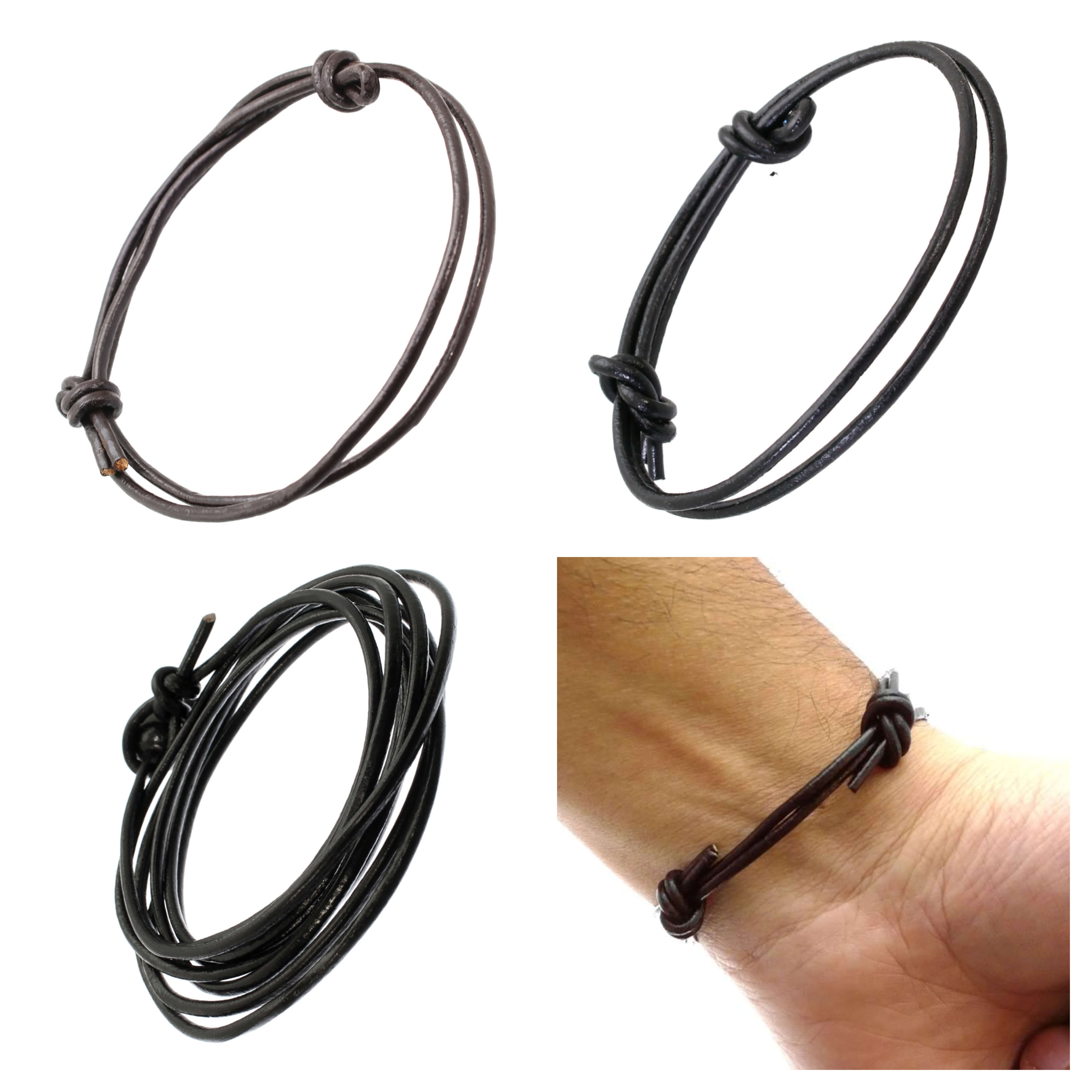 Men Women Leather Cord Surf Wrap Wristband Bracelet Adjustable