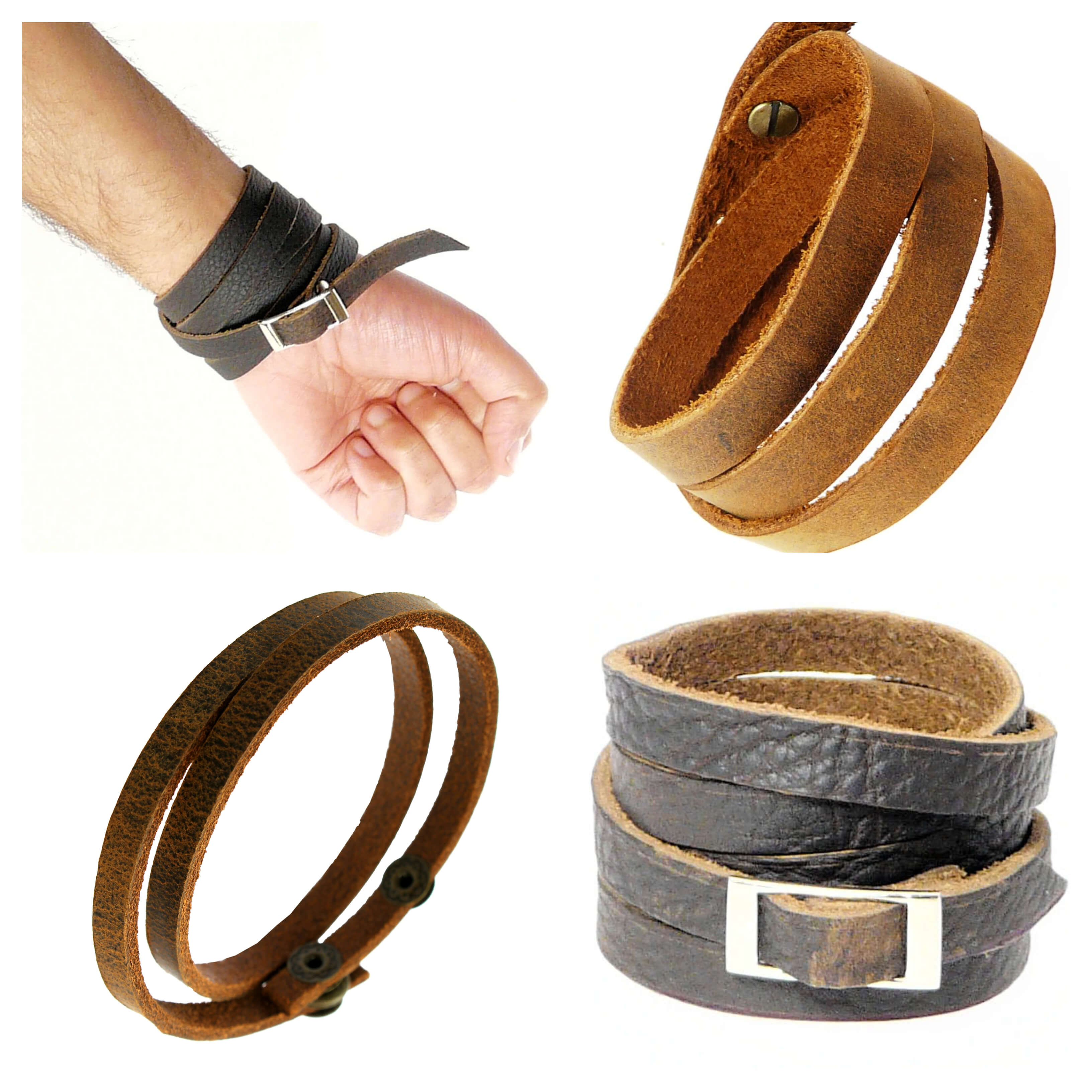 Mens Leather Wrap Around Strap Wristband Bracelet Multi Layer Birthday Xmas Gift Ebay