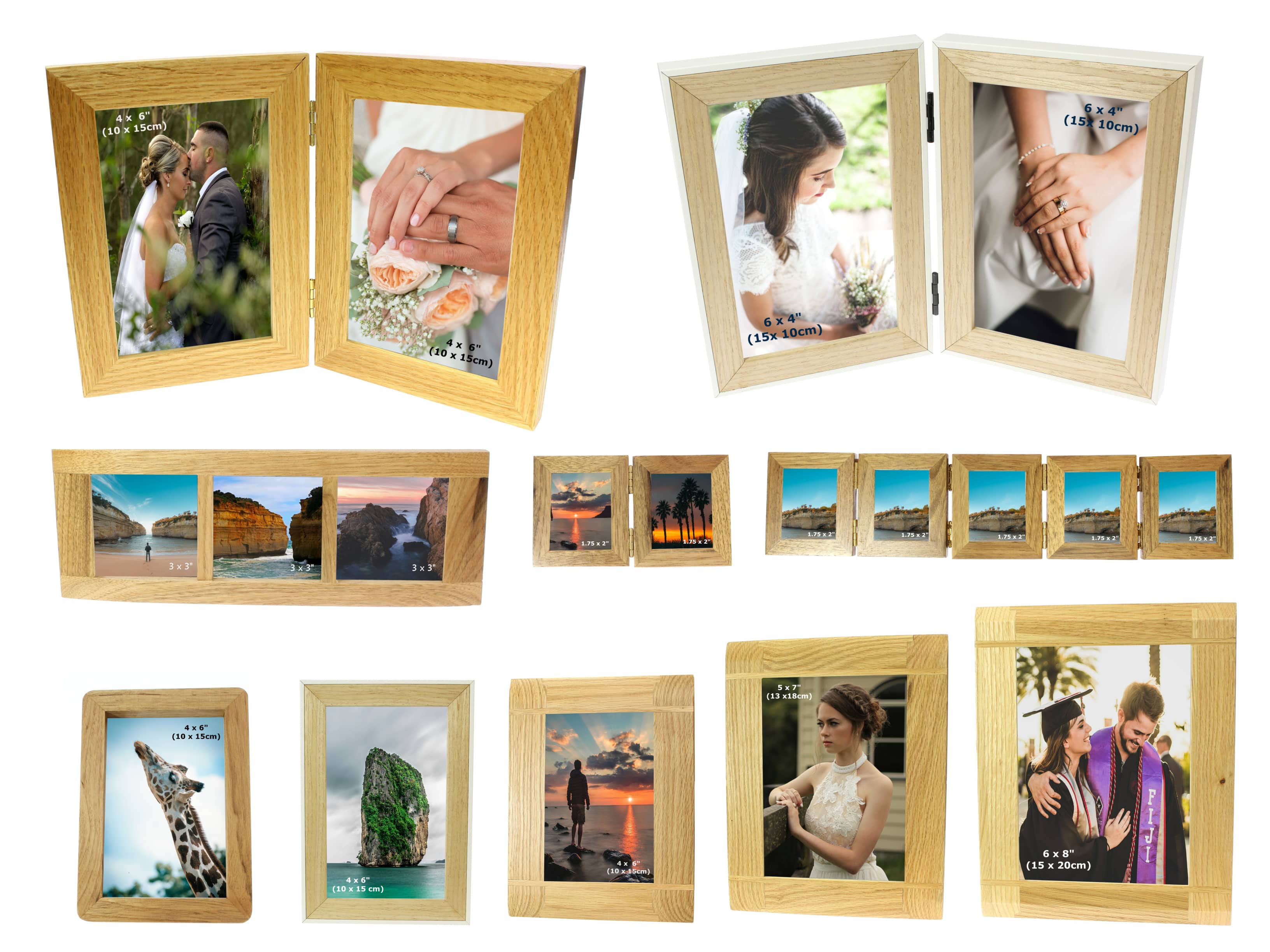 Solid Wood Oak Wooden Picture Photo Frame Multi Aperture Collage