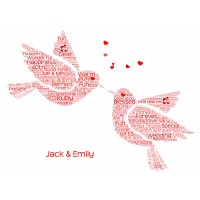 Personalised Bird Word Art Print For Couple Anniversary Gift