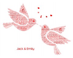 Personalised Bird Word Art Print For Couple Anniversary Gift
