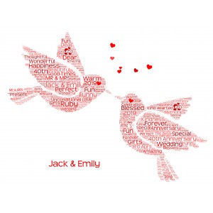 Personalised Bird Word Art Print For Couple Anniversary Gift