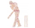 Personalised Word Art Print Cricket Player With Bat & Ball Gift