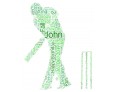 Personalised Word Art Print Cricket Player With Bat & Ball Gift