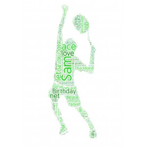 Personalised Word Art Print Men Tennis Player Rackets Christmas or Birthday Gift