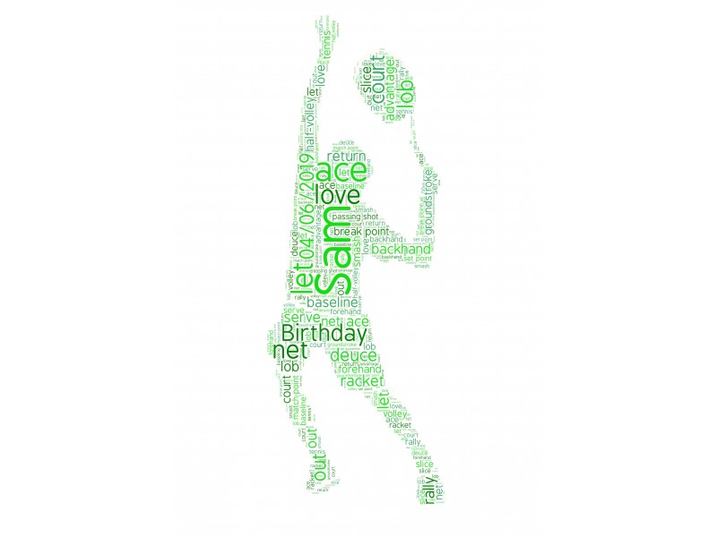 Personalised Word Art Print Men Tennis Player Rackets Christmas or Birthday Gift