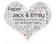 Personalised Word Art Heart Print for Wedding Anniversary Birthday Gift