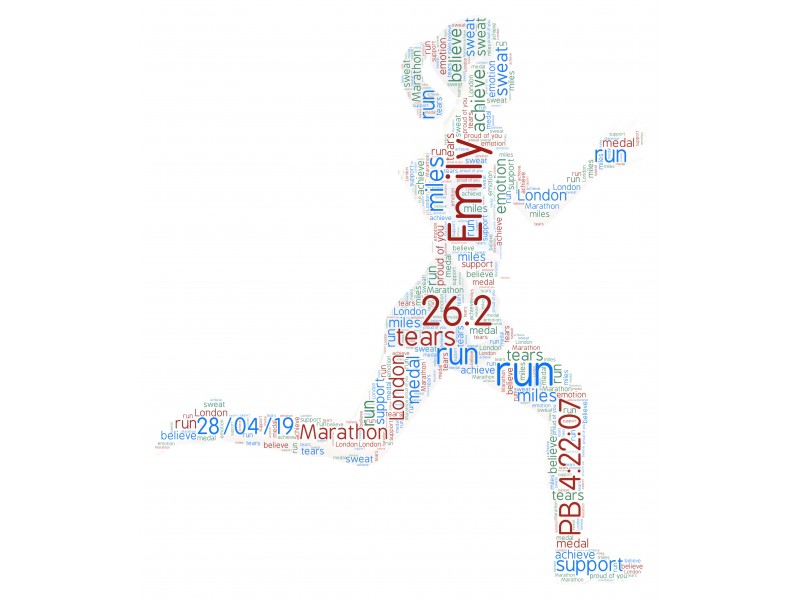 Personalised Word Art Print Gift Marathon Woman Running