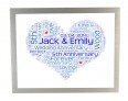 Personalised Word Art Heart Print for Wedding Anniversary Birthday Gift