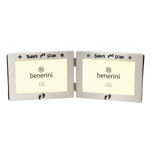 Babys 1st & 2nd Scan Picture  - Twin Folding Photo Frame - 5 x 3.5" (13 x 9 cm) 