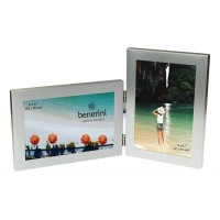 Silver Colour Twin 2 Picture Double Folding Photo Frame Gift Present  - 0055