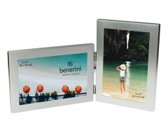Silver Colour Twin 2 Picture Double Folding Photo Frame Gift Present  - 0055