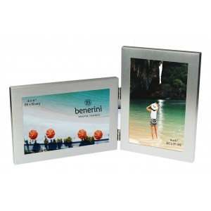 Silver Colour Twin 2 Picture Double Folding Photo Frame Gift Present  - 0055