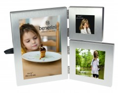 3 Photo Silver Colour Aluminium Folding Multi Aperture Picture Frame Gift Present - 086