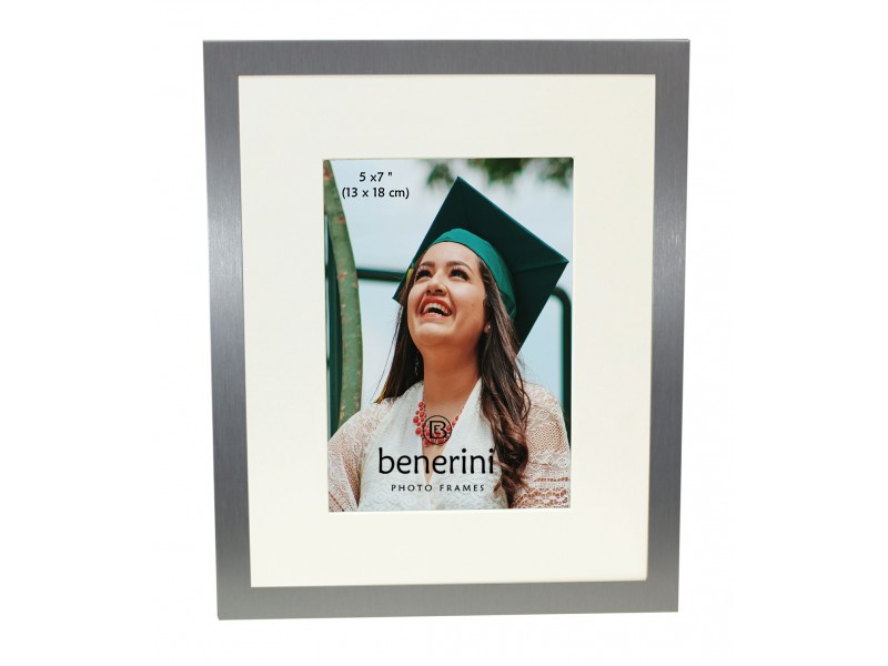 5 x 7 inches Plain Silver Colour Aluminium Photo Frame Gift Present With Mount - 088