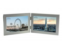 Silver Colour Twin 2 Picture Horizontal Double Folding Photo Frame - 124