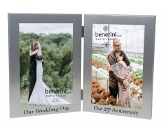 25th Silver Wedding Anniversary Double Photo Frame - 'Our Wedding Day' & 'Our 25th Anniversary' - 4x6 inches 