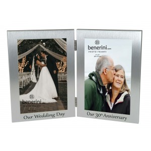 30th Pearl Wedding Anniversary Double Photo Frame - 'Our Wedding Day' & 'Our 30th Anniversary' - 4x6 inches