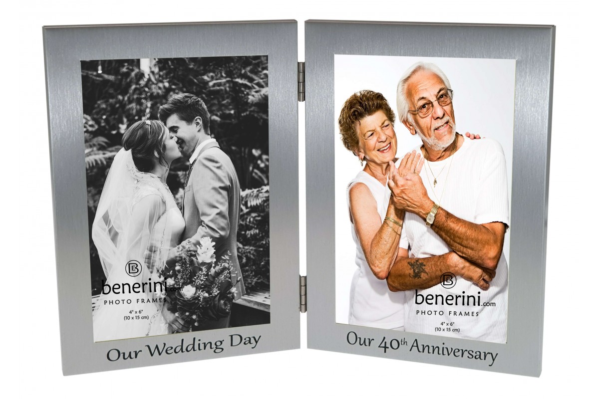 50th Golden Wedding Anniversary Double Twin Photo Frame Our Wedding Day Gift 4x6 
