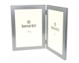 2 Picture 5 x 7 inches Brushed Aluminium Silver Colour Vertical Double Folding Photo Frame Gift 