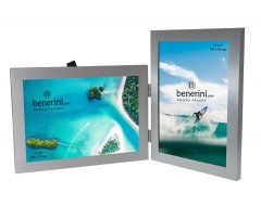 2 Picture - 5 x 7 inches Brushed Aluminium Silver Colour Double Folding Photo Frame Gift - Takes 2 Standard 5 x 7 inch photographs - 1 Landscape and 1 Portrait Style