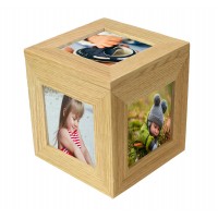 Natural Oak Wooden 5 Picture Photo Cube / Keepsake Box - 5 Pictures of 3 x 3 inches