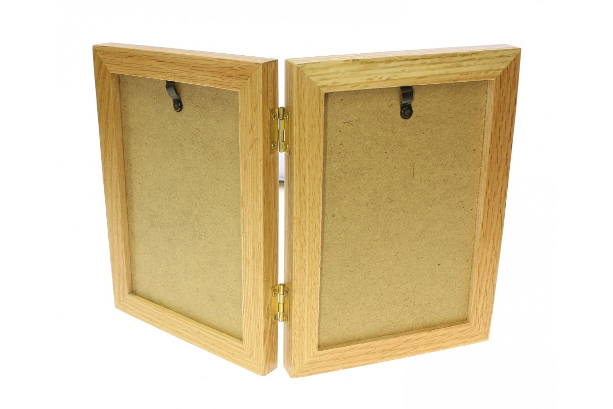Natural Oak Wooden 2 Picture Double Photo Frame Hold Photos 4 X 6 Inches