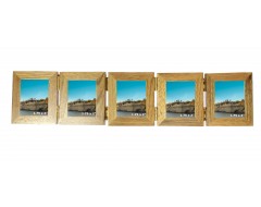 Wooden Oak 5 Picture Concertina Multi Aperture Mini Photo Frame  - 1.75 x 2 inches ( 4.5 x 5.5 cm)