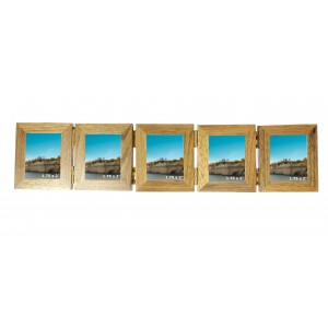 Wooden Oak 5 Picture Concertina Multi Aperture Mini Photo Frame  - 1.75 x 2 inches ( 4.5 x 5.5 cm)