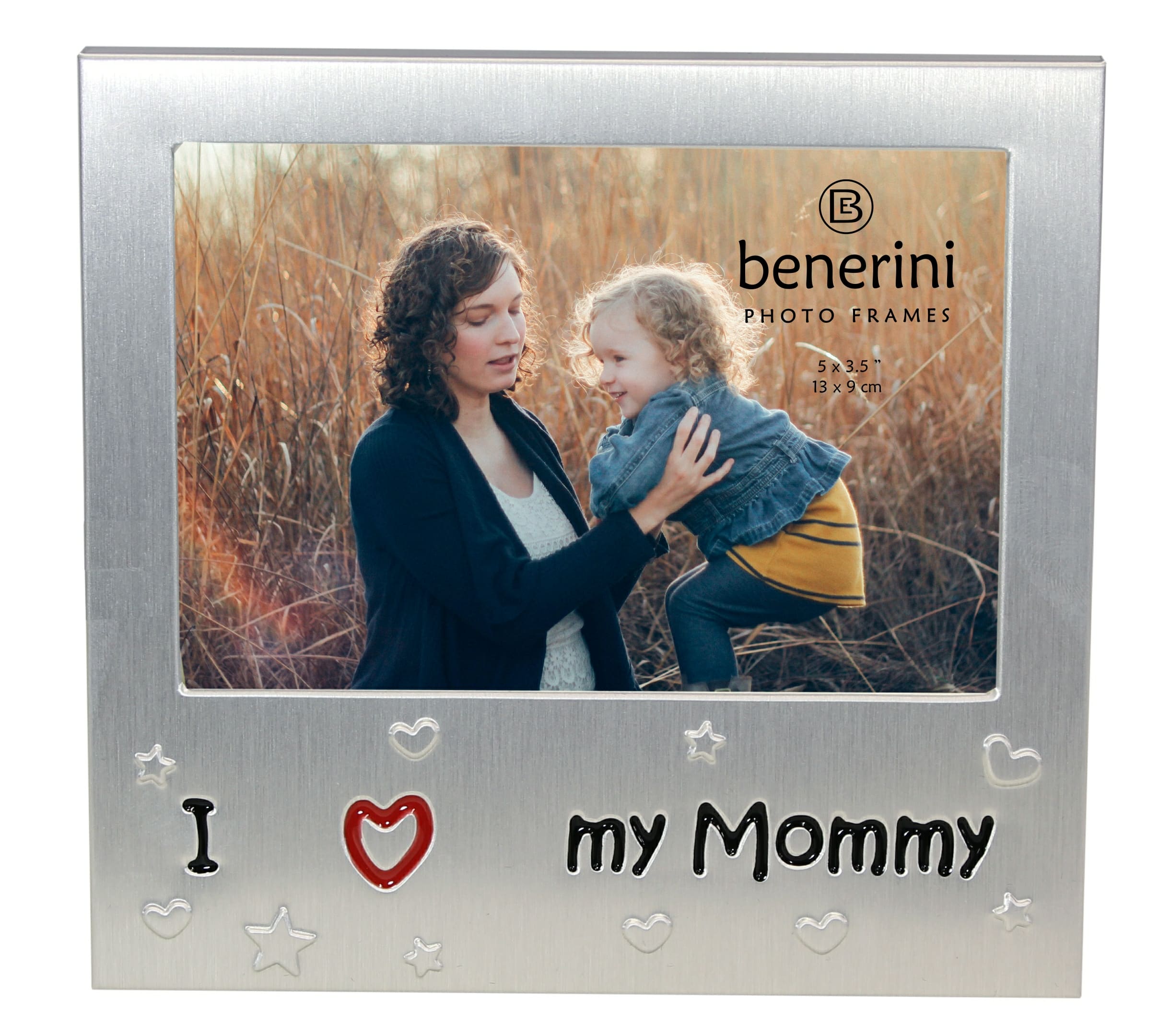 Photo Picture Frame Gift Will take a photo of 5 x 3.5 Inches - Brushed Aluminum Satin Silver Color. benerini I Love My Cat 13 x 9 cm
