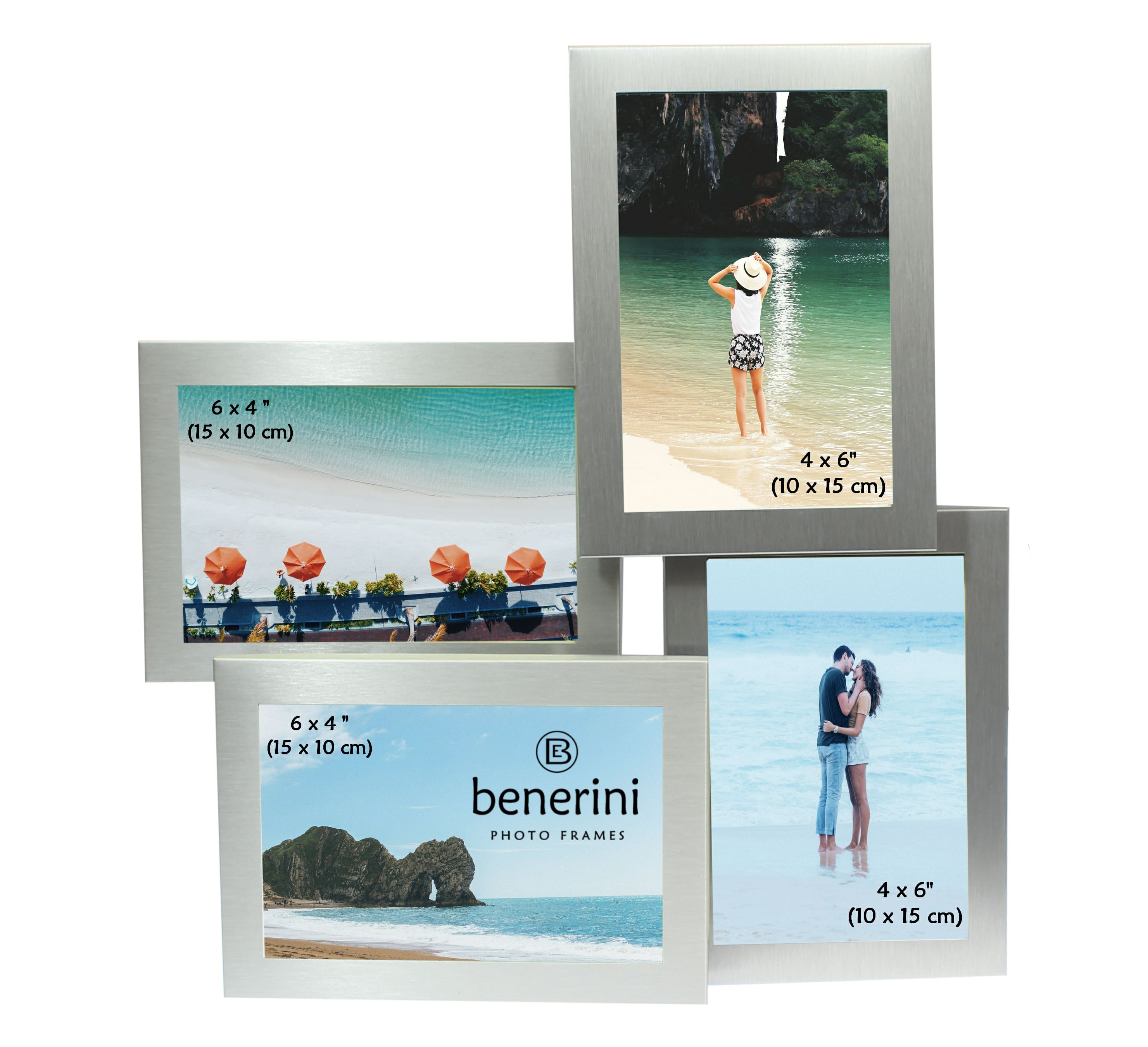 Multi Aperture Collage 4 Picture Silver Photo Frame 6 X Multi Aperture Collage 4 Picture Silver Photo Frame 6 X Xmas Home Decor Gift