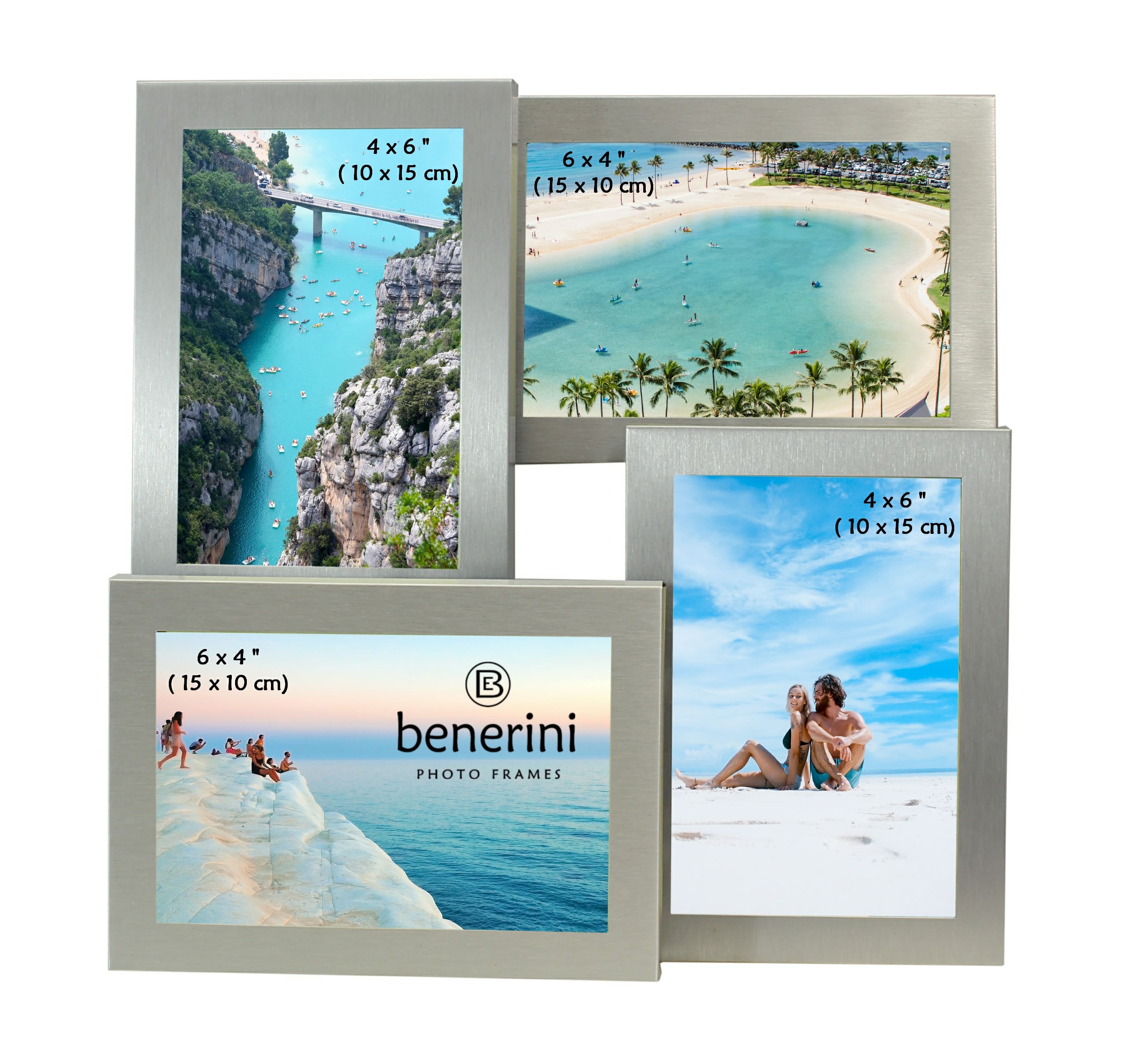 Multi Aperture Collage 4 Picture Silver Photo Frame 6 X